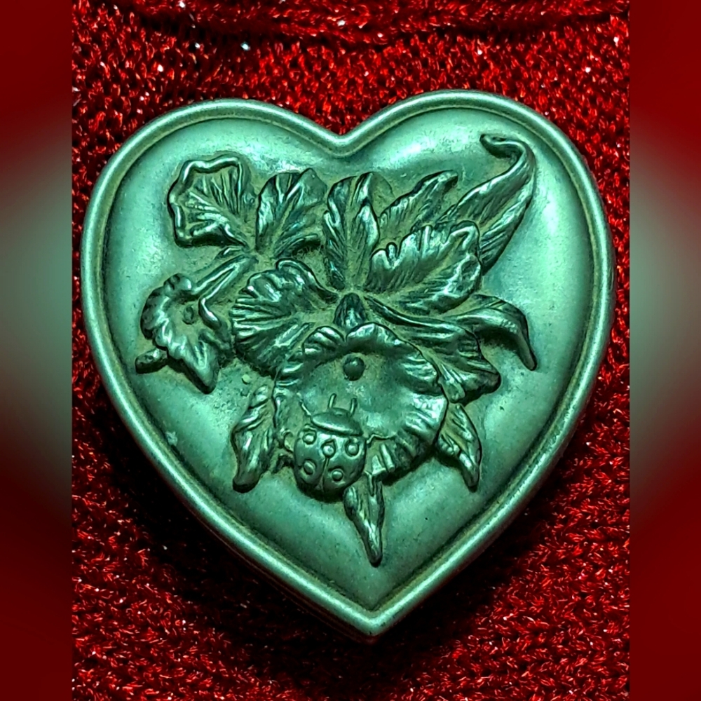Vintage Silver Toned Heart Shaped Box